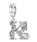 S925 Solid Sterling Dangle Butterfly Letter K Pendant Charm For Moments Bracelet