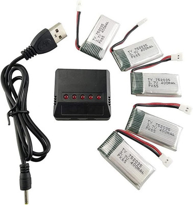 5PCS 3.7V 400mAh Li-Po Batteries + 5-in-1 Charger for JJRC H31 H6C H98 H99W Dron