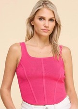 Sincerely Jules Corset Ribbed Cropped Tank Top, Size M