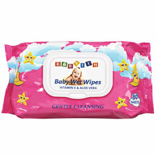 Babyish Premium Pink package Baby Wipes with Vit E and Aloe 80 Wipes Per Pack
