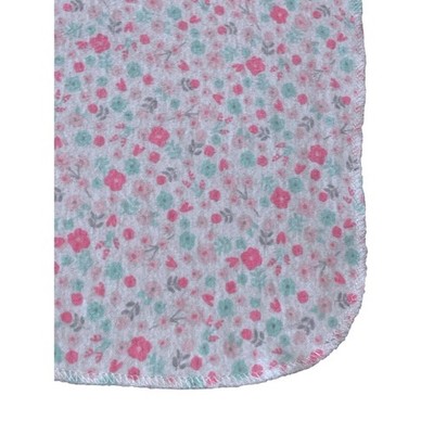 Carter's Child of Mine Blanket Receiving Pink Aqua Flowers Flannel Lovey Cotton