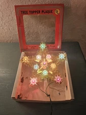 Vintage MidCentury 11 Light Star TreeTopper, Gold Tinsle-Works W/Box-Very Good