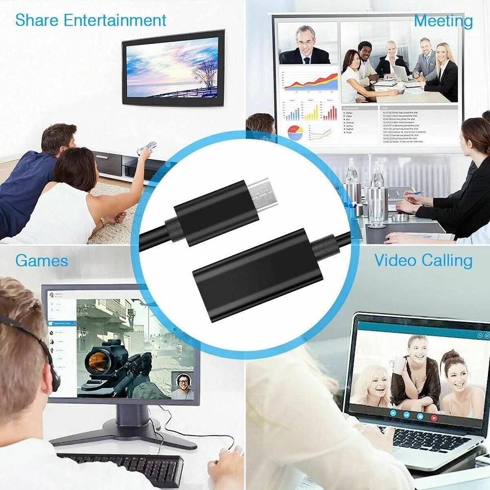 USB-C Type C To HDMI Adapter USB 3.1 Cable For MHL Android Phone Tablet Black - Image 4 of 4