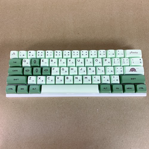E-YooSo Z-11 Mechanical Keyboard w/ Custom Matcha Green Japanese Forest Keycaps