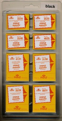 Prinz Black Stamp Mounts Assortment Mix Lot Of 8 Sizes 320 Mounts Deal New Scott