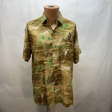 Rina Caribbean Mens medium shirt Tiki Huts Surfboards Short Sleeve Terivoile