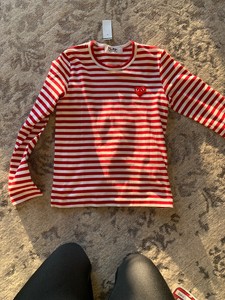 comme des garcons red striped shirt