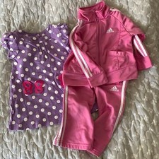 2 set LOT Adidas kids track suit Carters Dress set 18 M