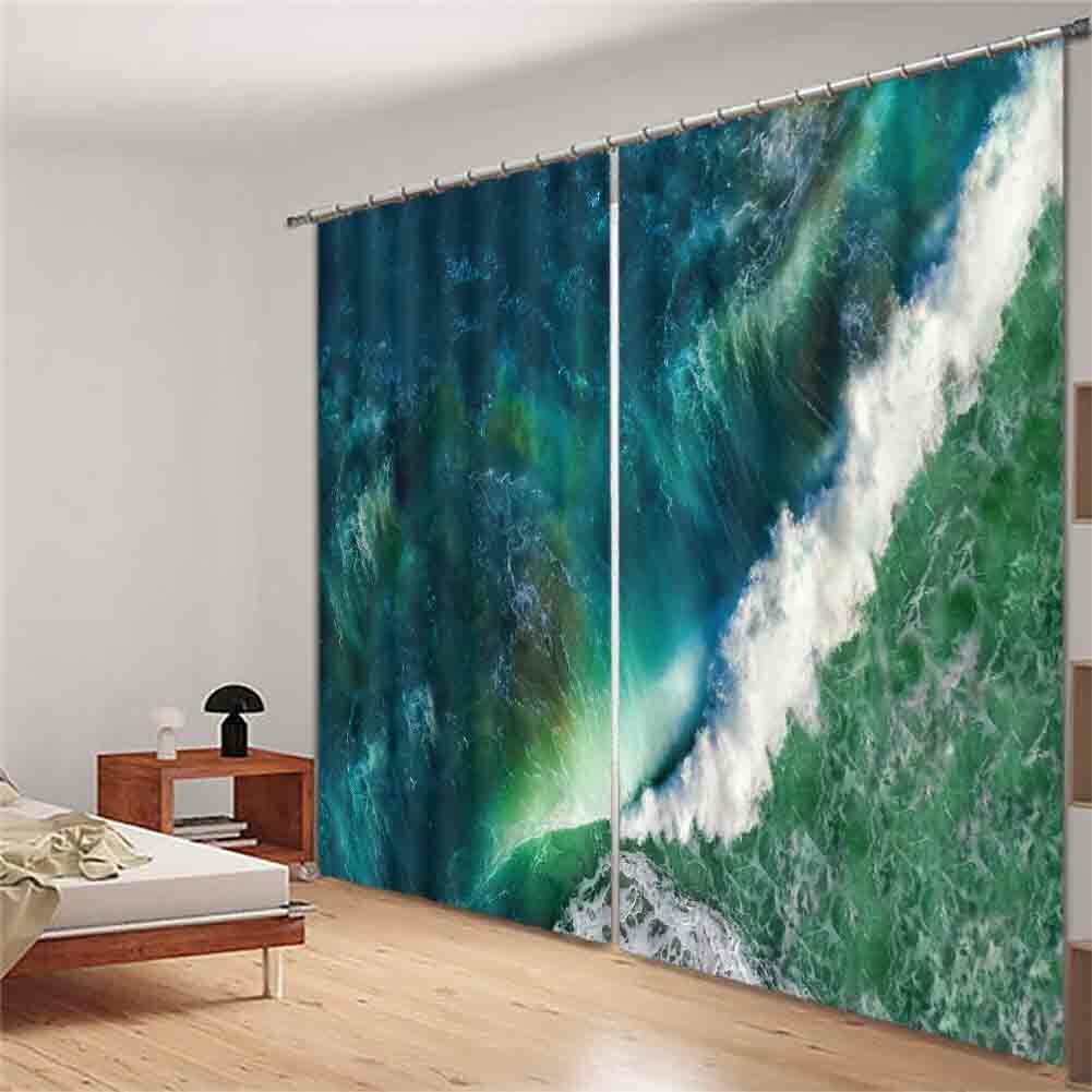 Dark Green Seaweed 3D Curtain Blockout Photo Printing Curtains Drape Fabric