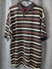 Vintage MECCA Polo Shirt Mens Large Striped Short Sleeve Cotton Hip Hop