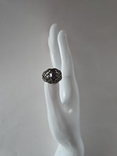 Sterling Silver Vintage Amethyst  Marcasite Ring Size 5.75