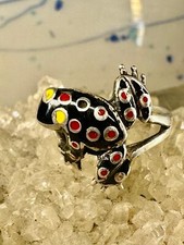 Frog ring Enamel size 5.50 pinky sterling silver women girls