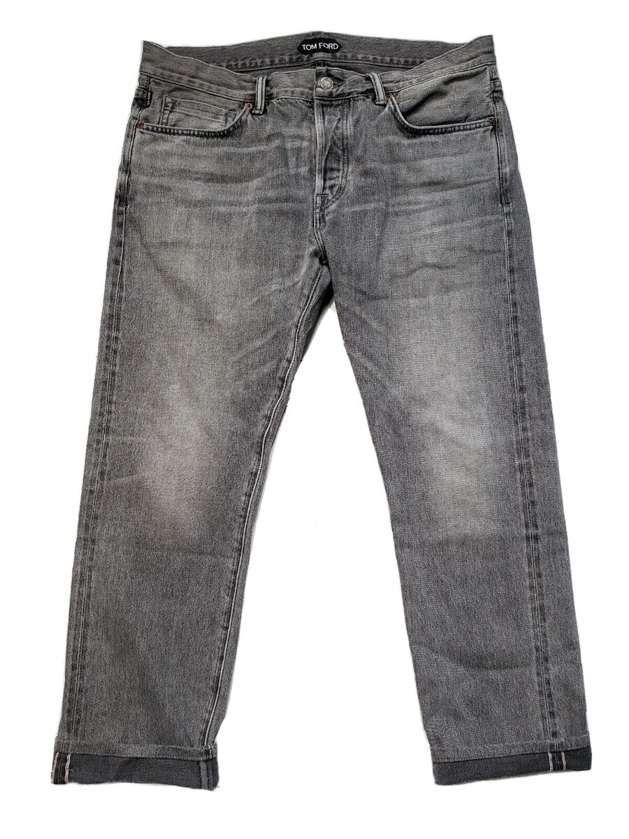 Tom Ford Men's Straight Japanese Selvedge Denim Charcoal Tom Ford Men's Straight Japanese Selvedge Denim Charcoal