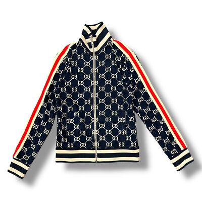GUCCI GG Jacquard Cotton Track Jacket Navy 18AW 496919-X9V05
