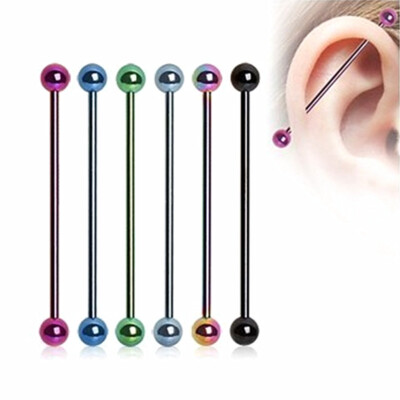 6pc 14G Multi-color Industrial Bar Scaffold Ear Barbell Ring PIERCING JEWELRY
