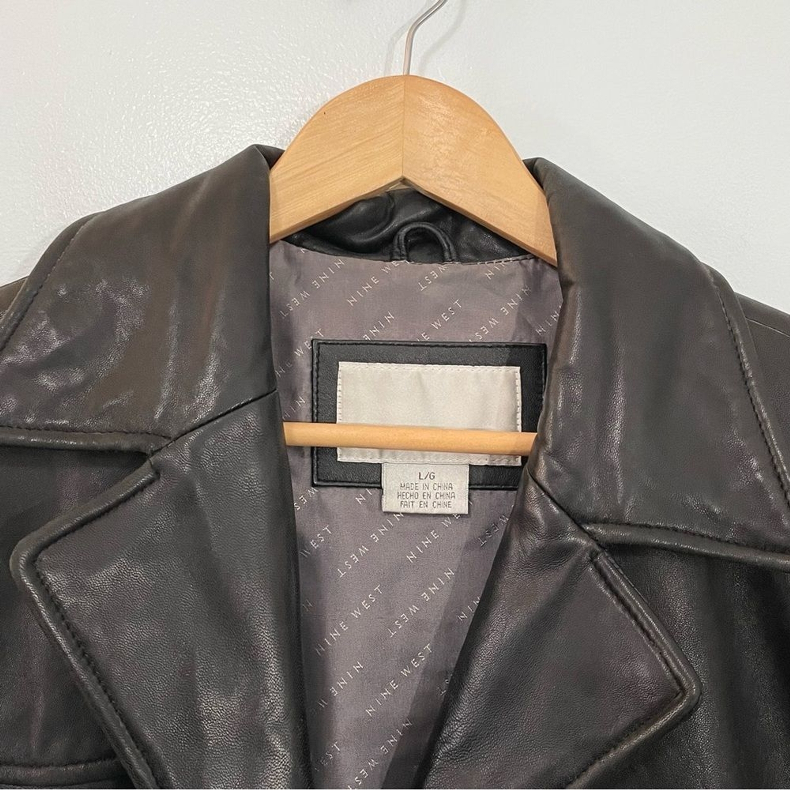 Vintage Black Leather Collared Button Blazer Jack… - image 5