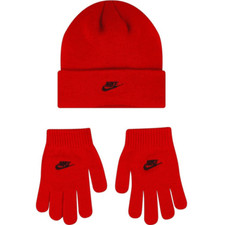 Nike Red/Black Kid's Unisex Futura Beanie/Glove Set 9A2961-U10 Size 8/20 NWT