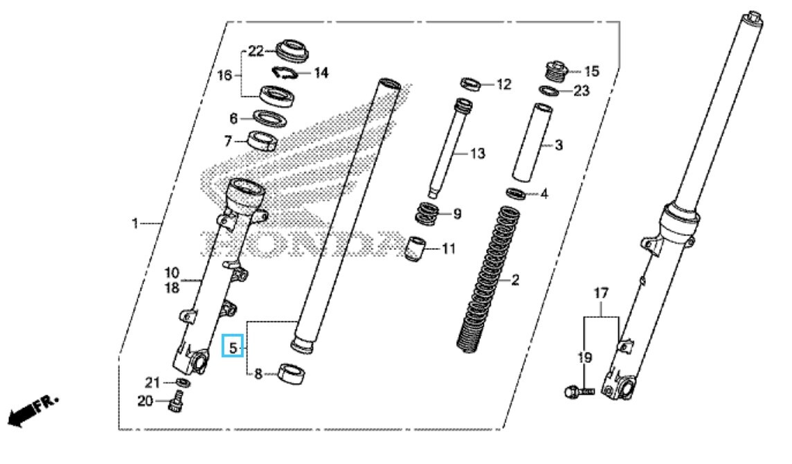 Tuyau comp. fourche av. Showa améliorant la stabilité de suspension avant