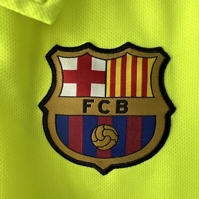 FC Barcelona Soccer Jersey Men's Size Large Neon Yellow Third 2014