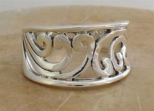 ELEGANT .925 STERLING SILVER FILIGREE FLOWER BAND RING size 8 style r1870