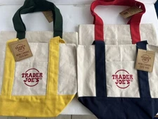 Trader Joe’s Mini Canvas Reusable Tote Bag Set – All 4 Colors (NEW with Tags) A