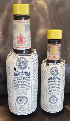 2 Vintage Angostura Aromatic Bitters 8 & 4 Oz Queen Elizabeth II EMPTY Bottles