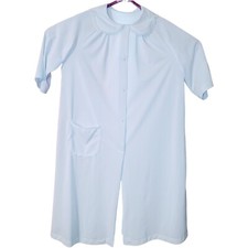 Vtg Shadowline Lt Blue Button-Up Robe Lace Flower Chiffon Lapel Sz S Grannycore