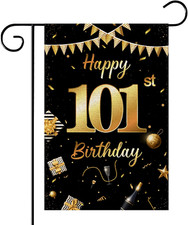 Happy 101St Birthday Garden Flag - 101St Anniversary Party Yard House Lawn Sign