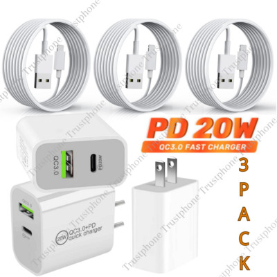 USB C Fast Wall Charger Block PD 20W Power Adapter For iPhone 13/12/11/XR/8/iPad