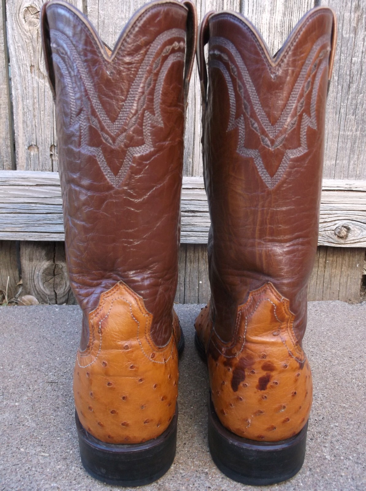 LUCCHESE 2000 Peanut Brittle Exotic FQ Ostrich Roper Cowboy Boots 81/2