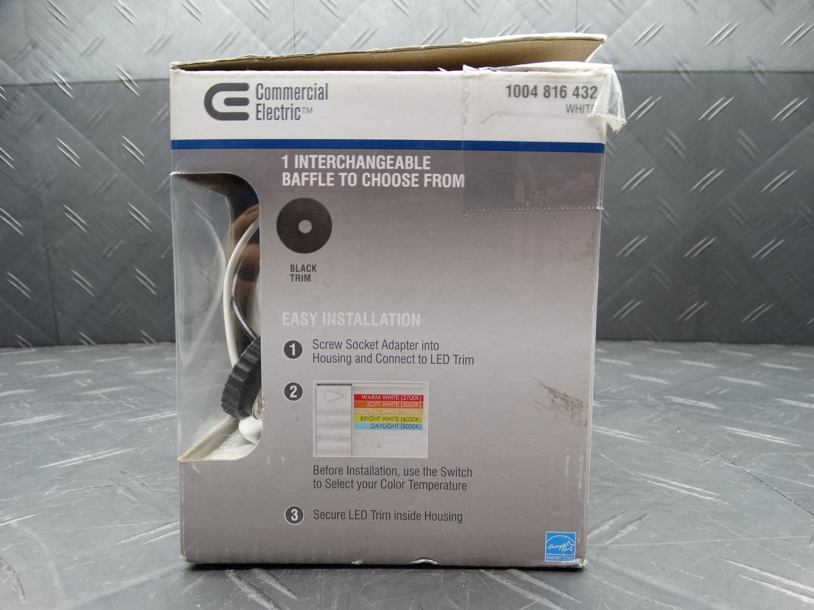 Commercial Electric 4in LED CCT Ultra Deep Baffle Recessed Light Trim 53196201