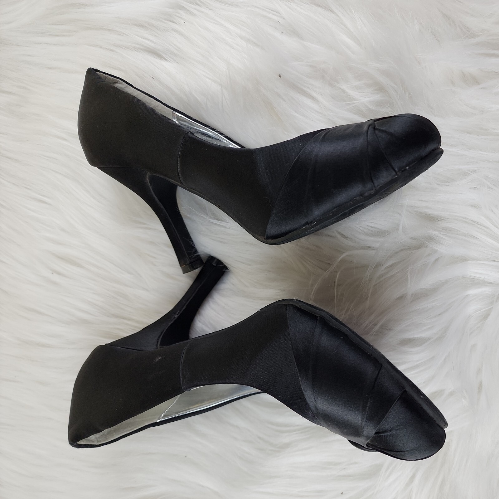 Deb Black Satin 3" Sparkling High Heel Womens Shoes Size 9 eBay