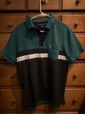 US Polo Assn Polo Shirt Mens Medium Green Blue White Cotton