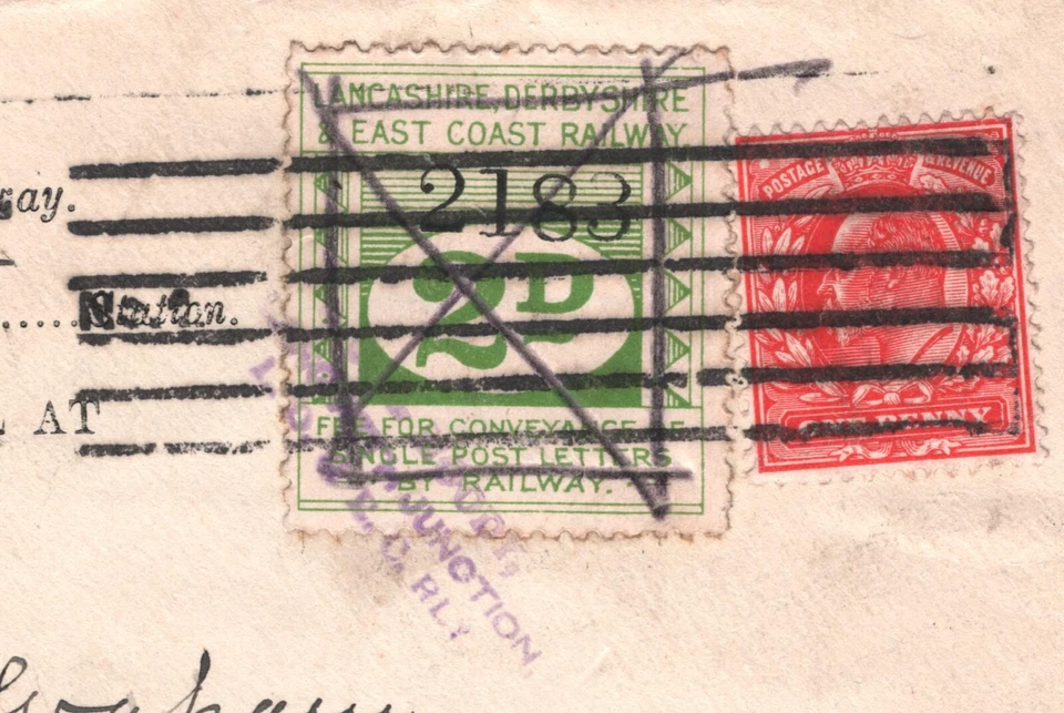 GB Notts LDECR RAILWAY 2d Letter Stamp BOUGHTON JUNCTION STATION 1906 Cover R78a - Image 4 of 4