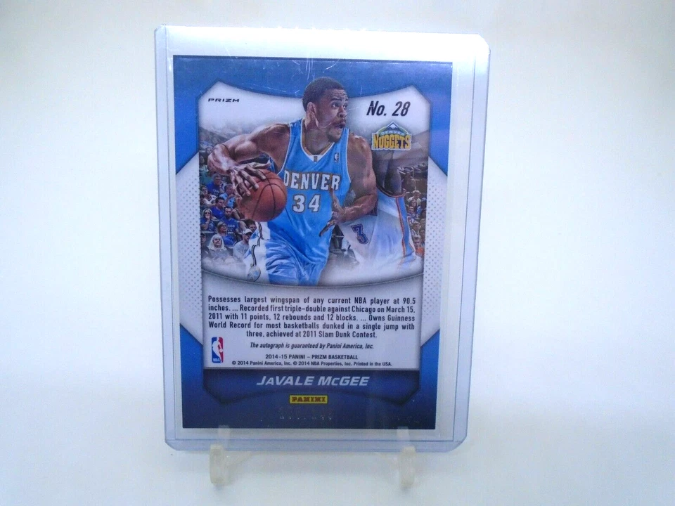 Panini Prizm #28 Javale Mcgee 2014-15 automático rojo Pulsar Prizm/149 Foto 3 de 4