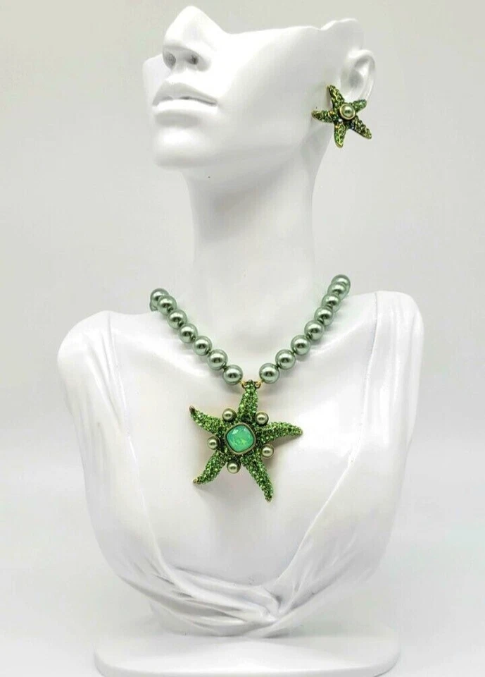 Heidi Daus Swarovski Cristal Estrella de Mar Collar + Juego de Pendientes con Perlas de Pistacho Foto 4 de 4