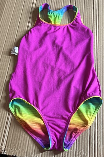 Speedo Girls Size 14 One Piece Bathing Suit Rainbow Swimming Racer Back Kids - Picture 6 of 11
