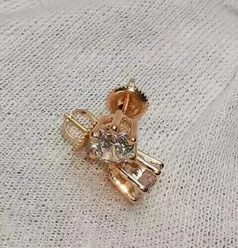 1Ct Round Cut Real Moissanite Women's Stud Earrings 14K Rose Gold Plated - Изображение 4 из 4