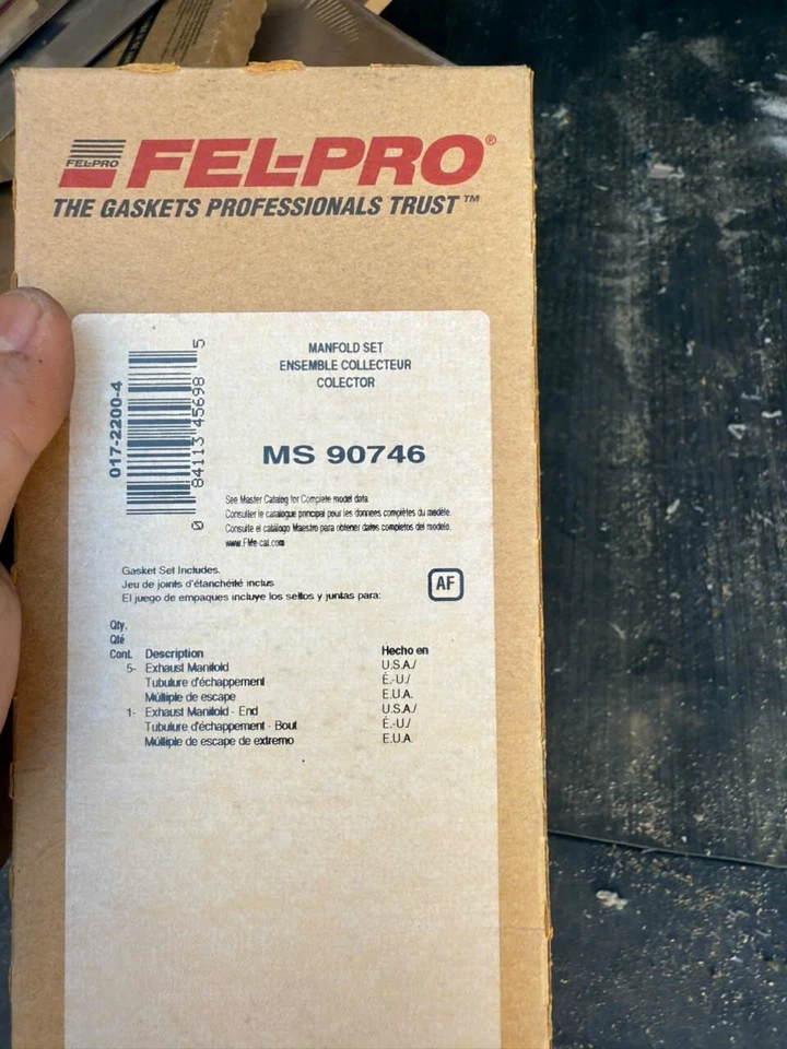 Комплект прокладок выпускного коллектора Fel-Pro MS90746 подходит для 85–95 Chevrolet GMC Pontiac НОВЫЙ - Изображение 2 из 2