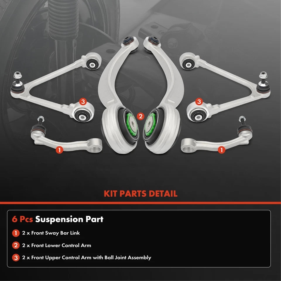 Brazo de control delantero y barra estabilizadora 6 piezas para Jaguar XJ 2011-2017 XJR 2014-2017 TRACCIÓN TRASERA Foto 3 de 4