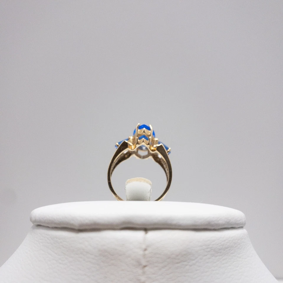 Anillo Tanzanita 10K Azul Real Corte Marquesa Cóctel Talla 6 Caspio Internacional Foto 4 de 4