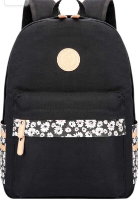 Mygreen Casual Style Backpack Black W/ Flower Trim 15” Laptop New