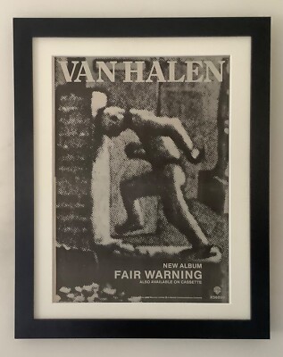 VAN HALEN+FAIR WARNING+1981+ORIGINAL FRAMED POSTER SIZED ADVERT
