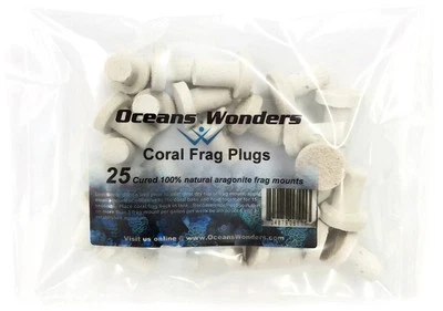 25 CURED REEF PLUGS FOR LIVE CORAL FRAG PROPAGATION by OCEANS WONDERS