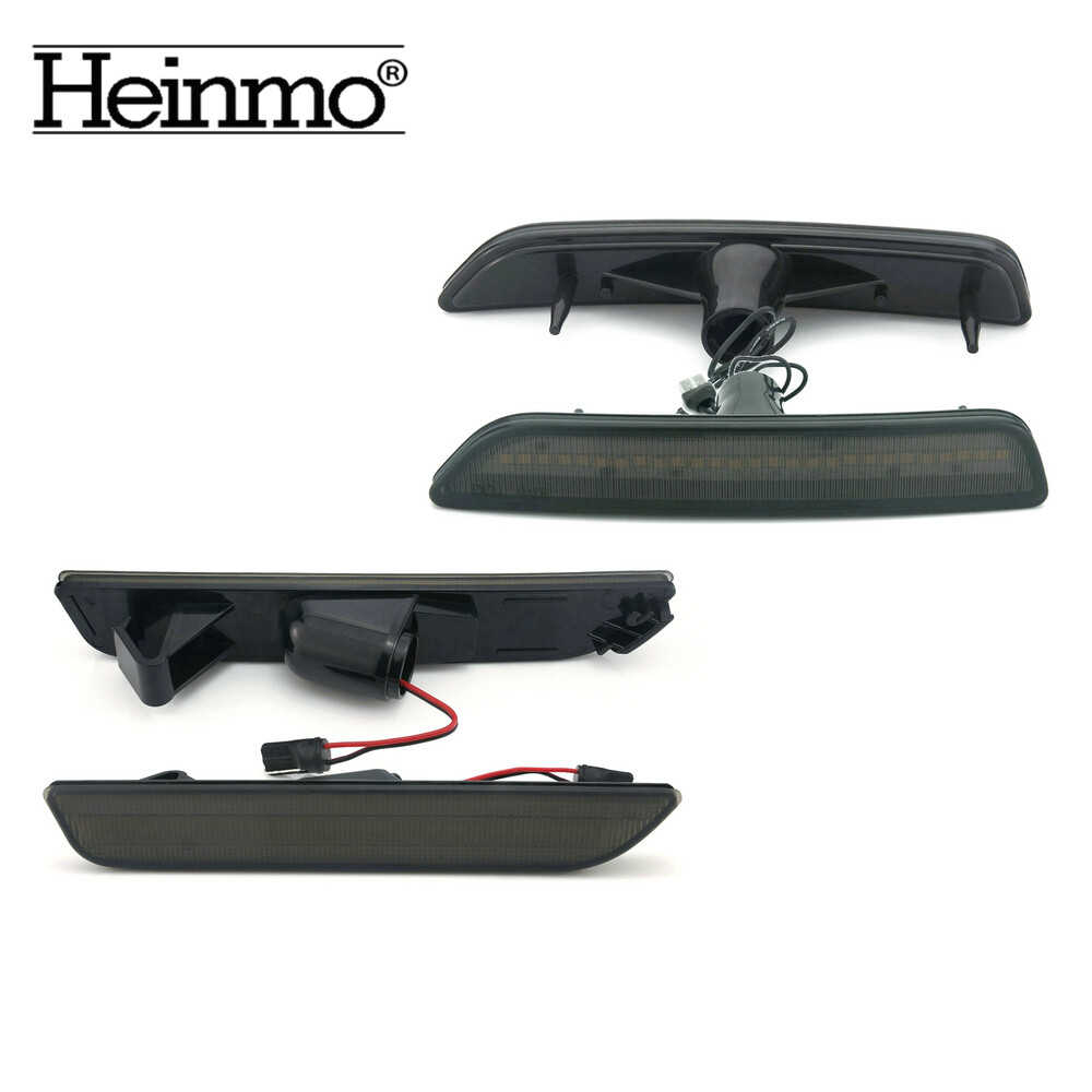 Smoked LED Side Marker Light Set For 2010-2014 Ford Mustang - Amber Front & Red Rear, DOT/SAE Approved