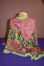 ANTICA SARTORIA 2025 SICILIAN WHEELS BEAUTIFUL FUN SCARF POLY 40x70 INCHES NWT