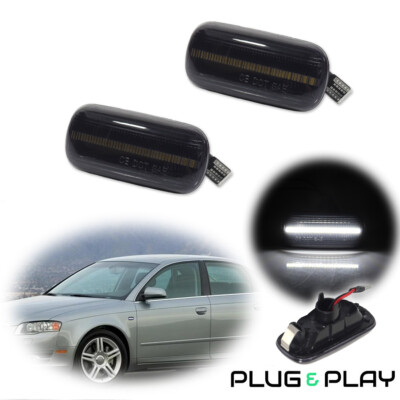 Smoke Lens Front Side Marker Lights White LED Lamps For Audi A3 A4 A6 S4 S6 etc