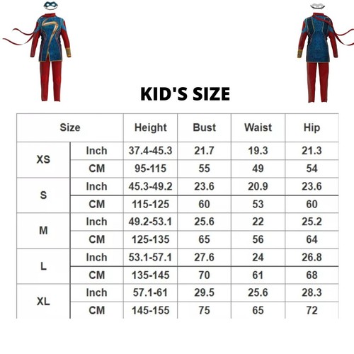 95-115 CM Heights XS Kids Superhero Costume Ms Marvel Cosplay for Halloween - Picture 2 of 2