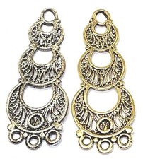 2 Pcs. Earring Part Fine Pewter Connector -  18x47.5x1mm; -3mm-;2D
