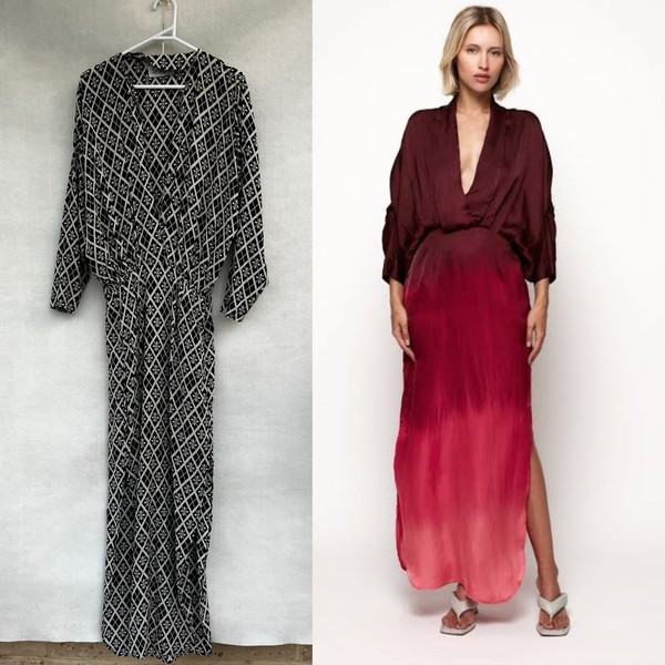 /🎈 S/W/F ‘PLUNGE’ 100% SILK floral Long Maxi Wrap Dress Xs 8 Swf